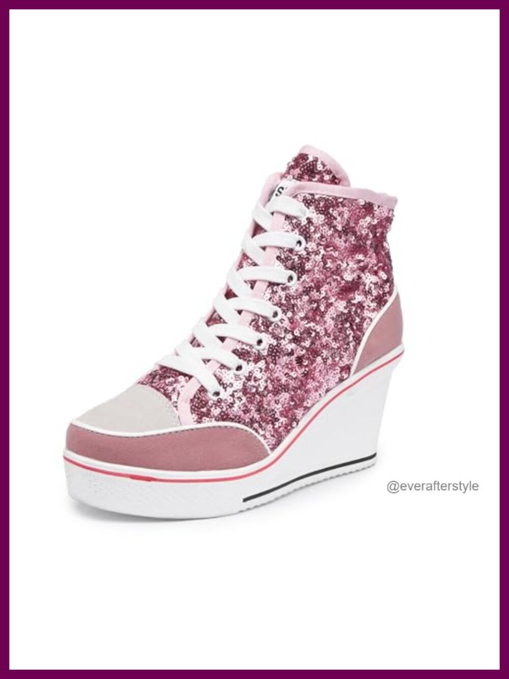 Women's Canvas High-Heeled Bling Shoes Sparkling Fashion Sneakers for Walking